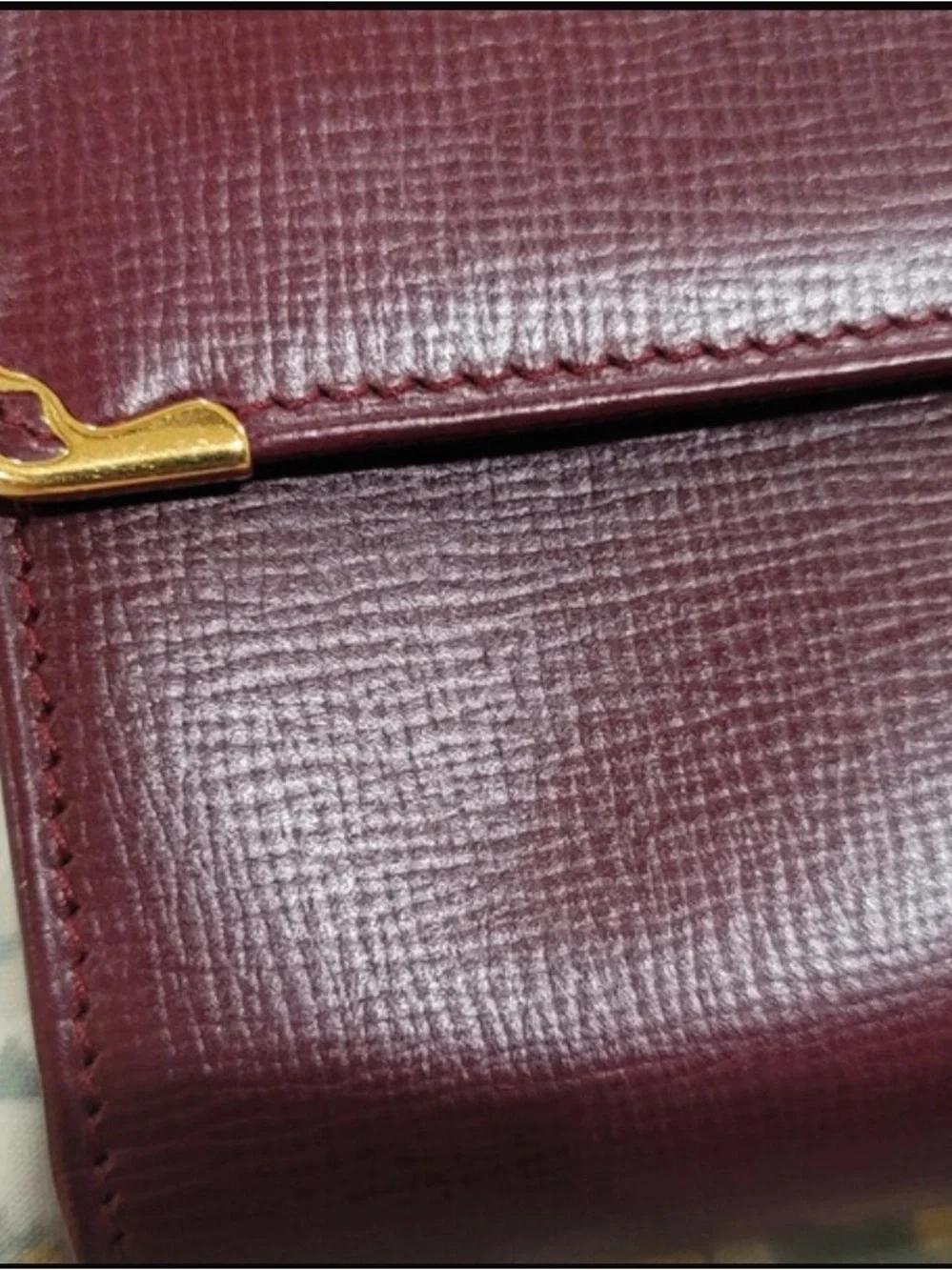 Cartier Burgundy Leather Chain Shoulder Bag with Gold Hardware